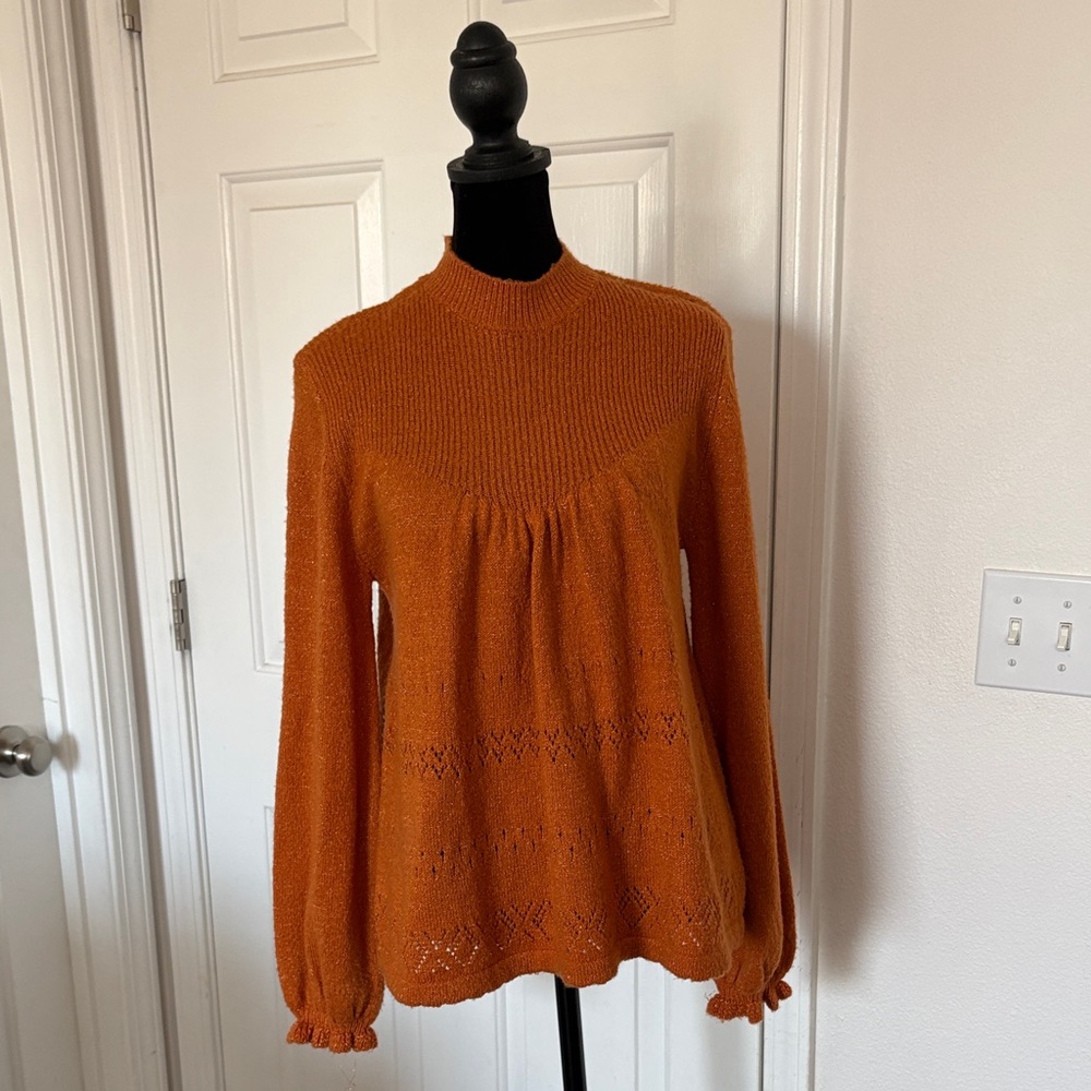 Lauren Conrad burnt orange mock neck sweater
